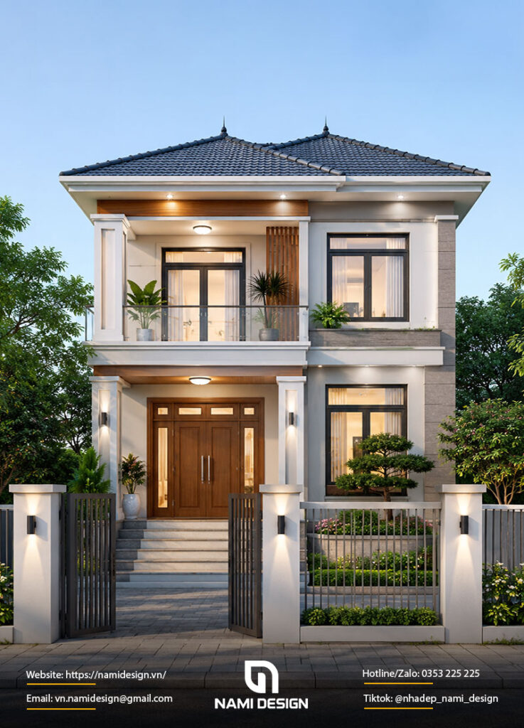 Mẫu nhà 7x8m 2 tầng mái Nhật