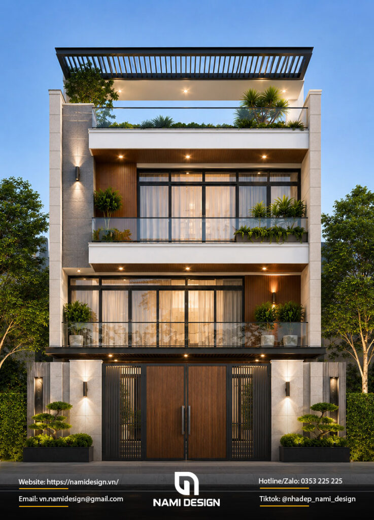 Mẫu nhà 7x8m có sân thượng