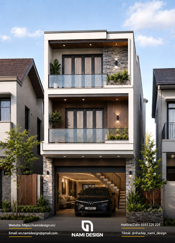 Mẫu nhà 8x12m có gara ô tô