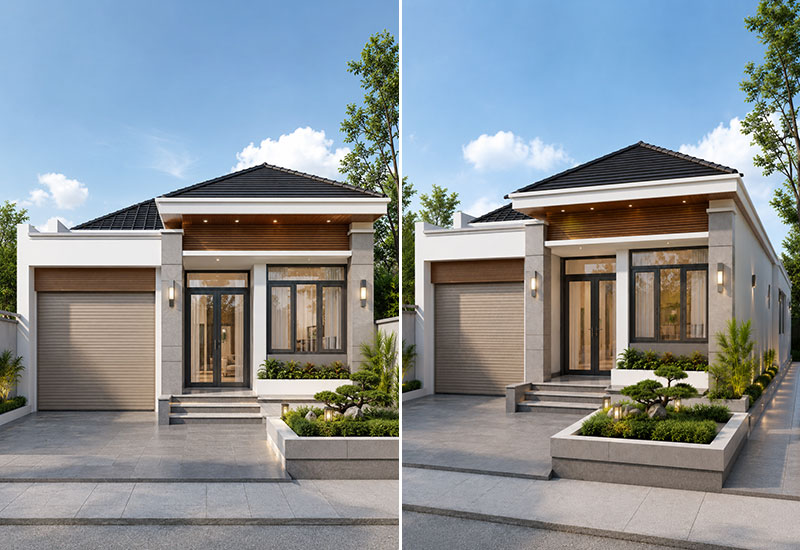 Mẫu nhà cấp 4 6x15m có gara