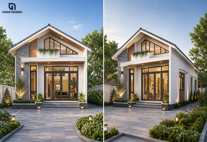 Mẫu nhà cấp 4 có gác lửng 800 triệu