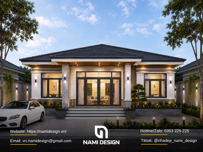 Mẫu nhà cấp 4 ngang 8m hiện đại