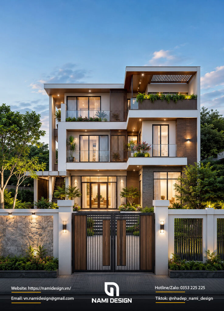 Mẫu nhà chữ L có sân vườn