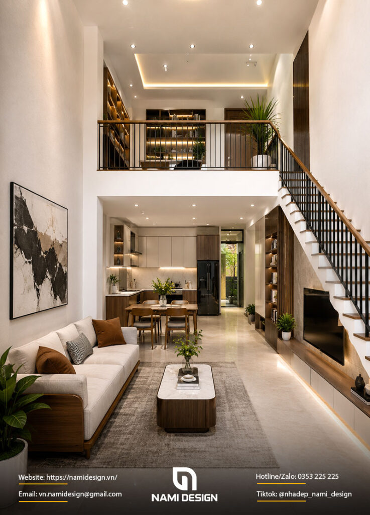 Mẫu nhà gác lửng 5x15m mái bằng