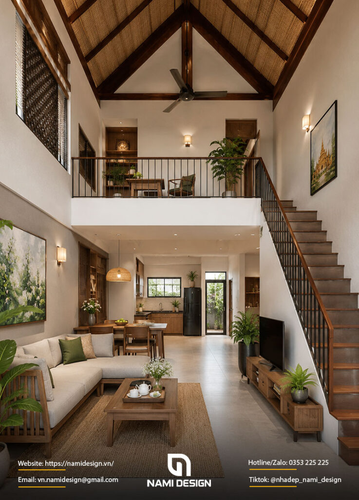 Mẫu nhà gác lửng 5x15m mái Thái