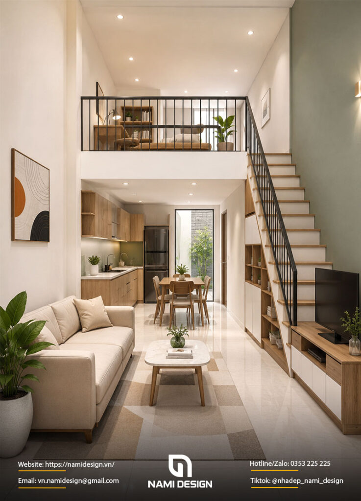 Mẫu nhà gác lửng 5x15m tối ưu chi phí