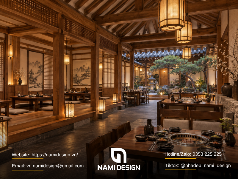 Mẫu nhà hàng Hàn Quốc lấy cảm hứng từ kiến trúc Hanok