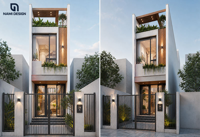 Mẫu nhà lệch tầng 3x10m phong cách tối giản
