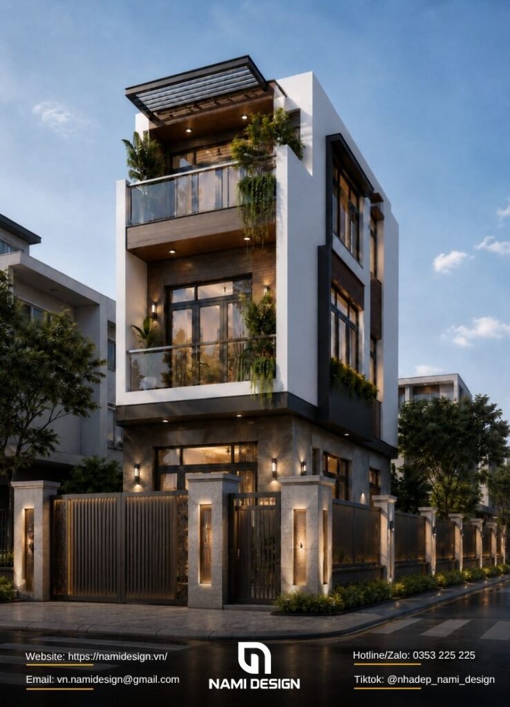 Mẫu nhà lô góc có hai mặt tiền