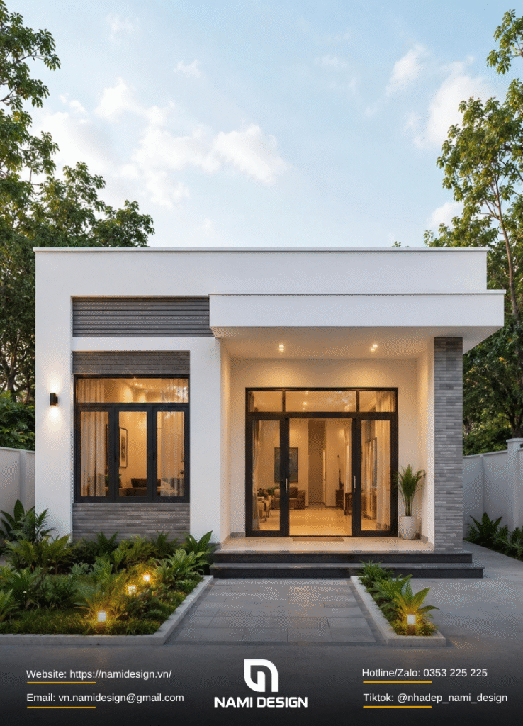 Mẫu nhà mái bằng 1 tầng 80m2 tiết kiệm chi phí xây dựng