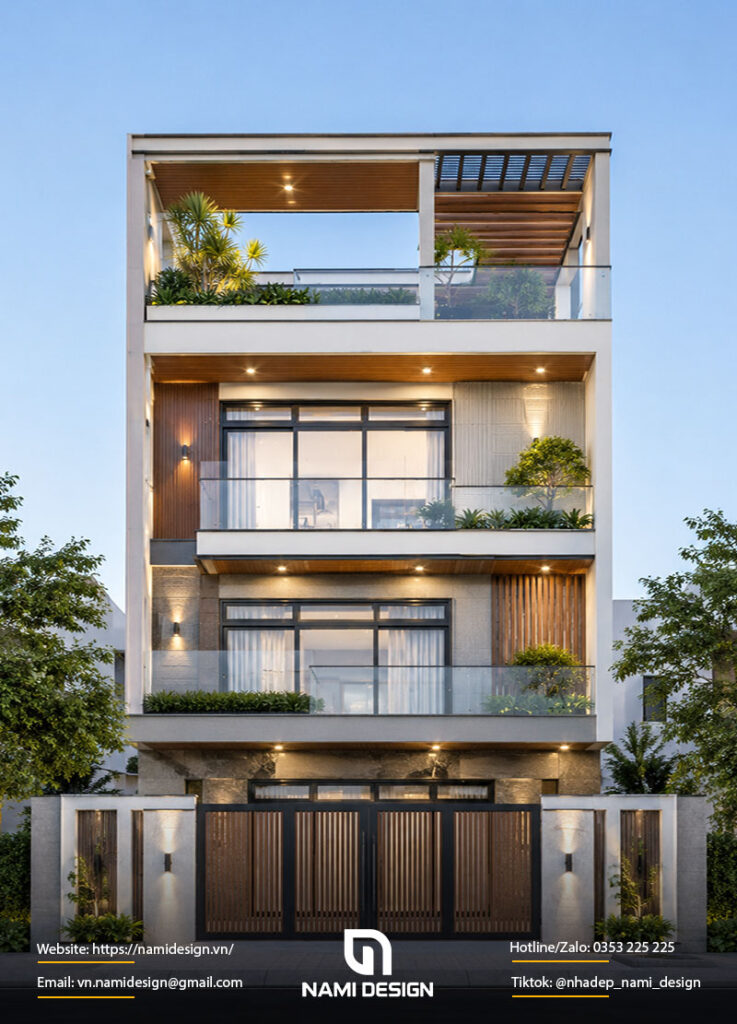 Mẫu nhà ngang 7m 4 tầng