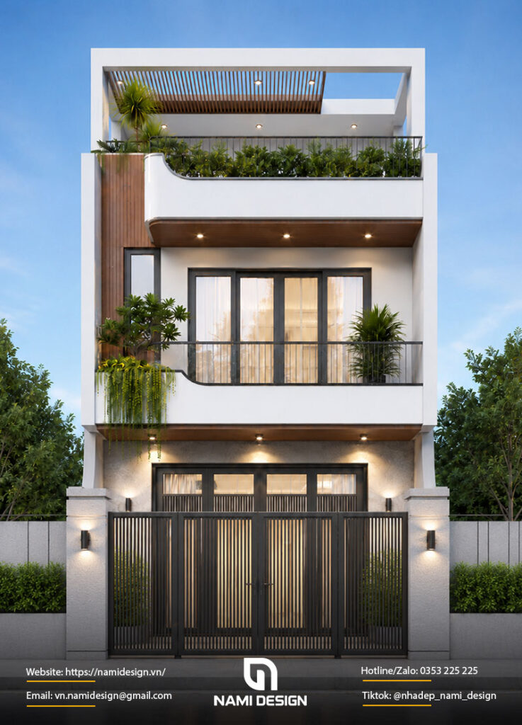 Mẫu nhà ống 2 tầng 5x18m có tầng tum