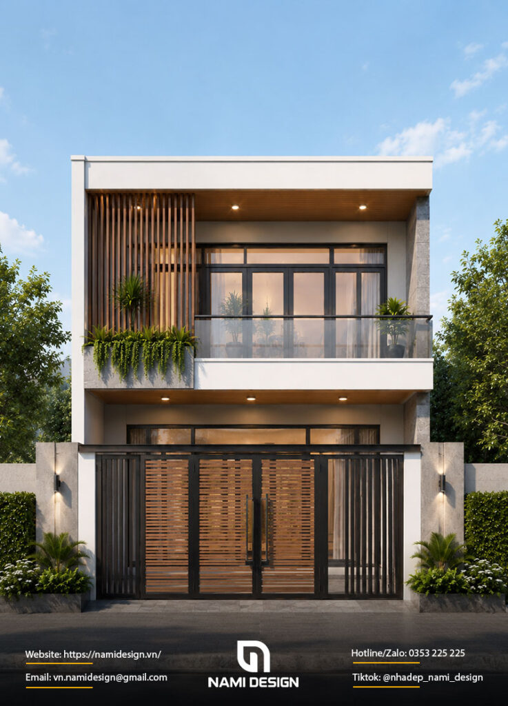 Mẫu nhà ống 2 tầng 5x18m mái bằng