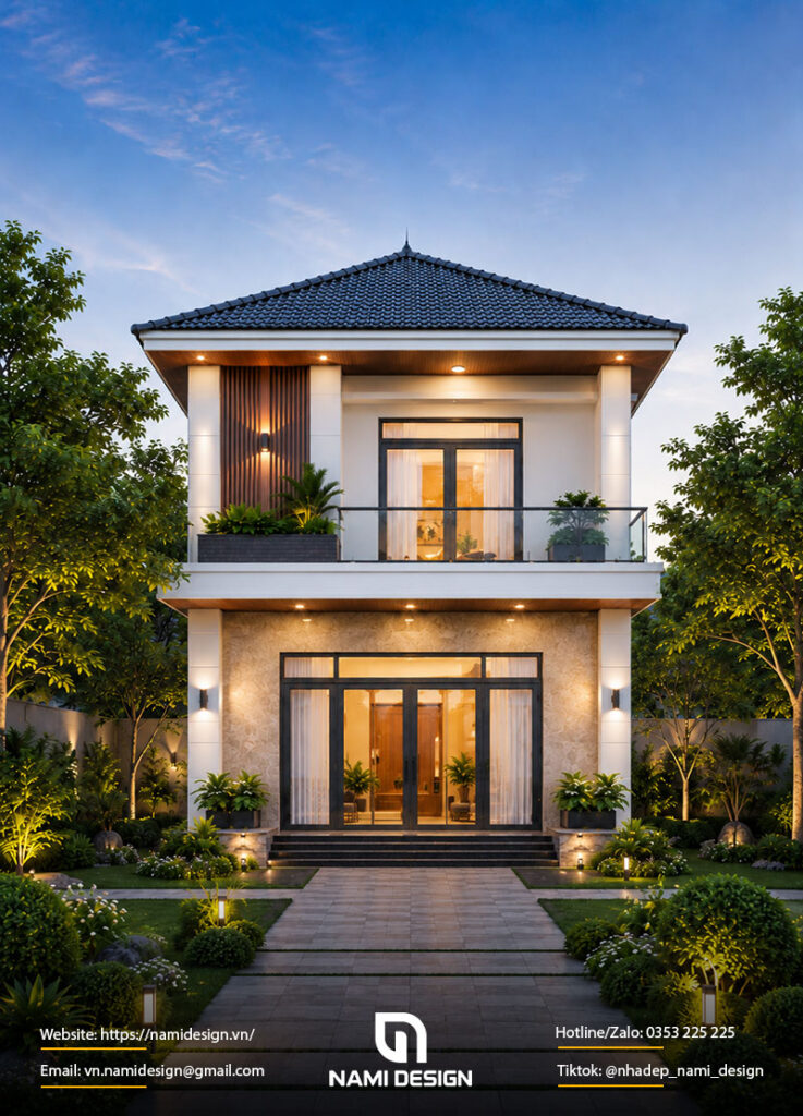 Mẫu nhà ống 2 tầng 5x18m mái Nhật