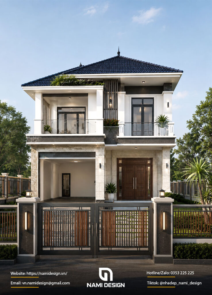 Mẫu nhà ống 2 tầng có gara