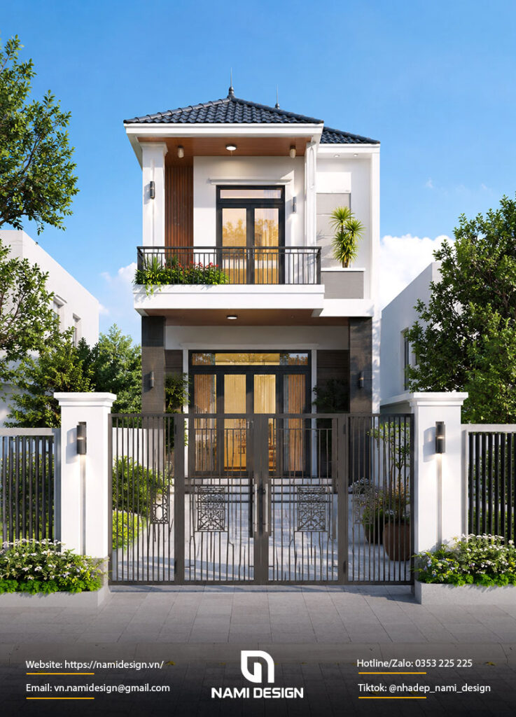 Mẫu nhà ống 2 tầng có sân trước