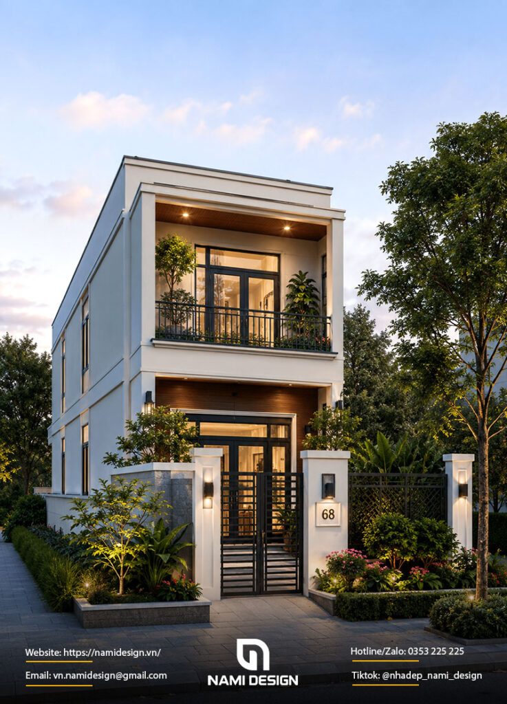 Mẫu nhà ống 2 tầng kết hợp sân vườn