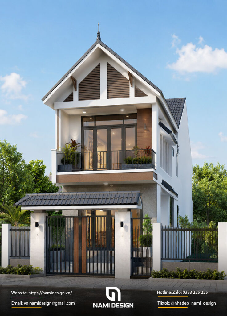 Mẫu nhà ống 2 tầng mái Thái