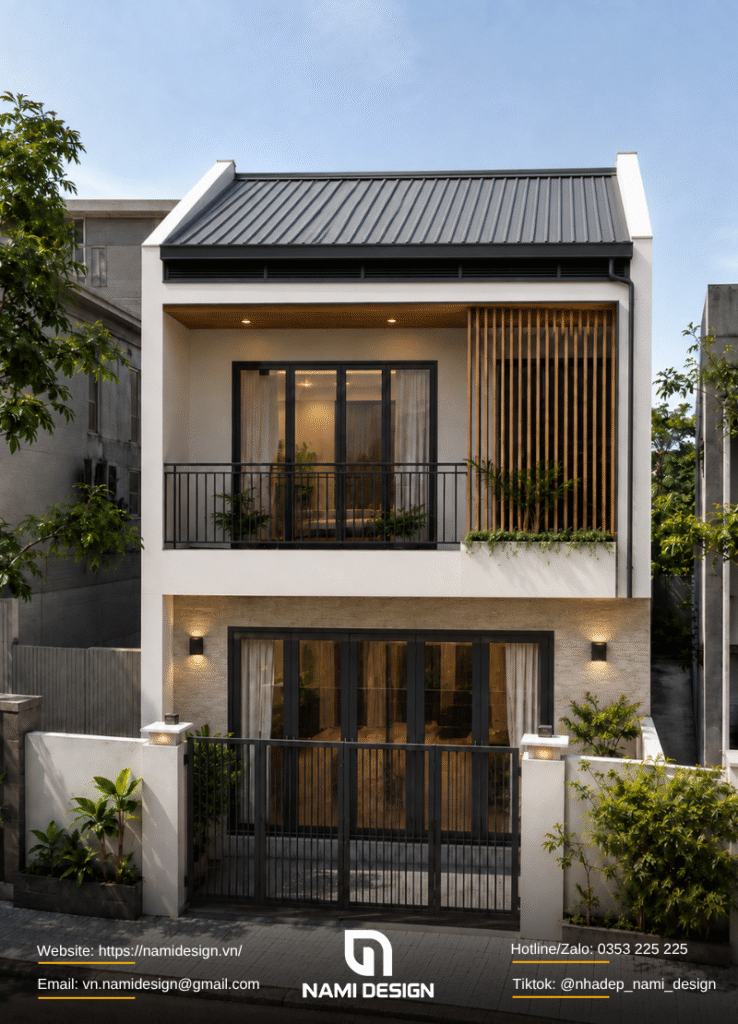 Mẫu nhà ống 2 tầng mái tôn chống nóng