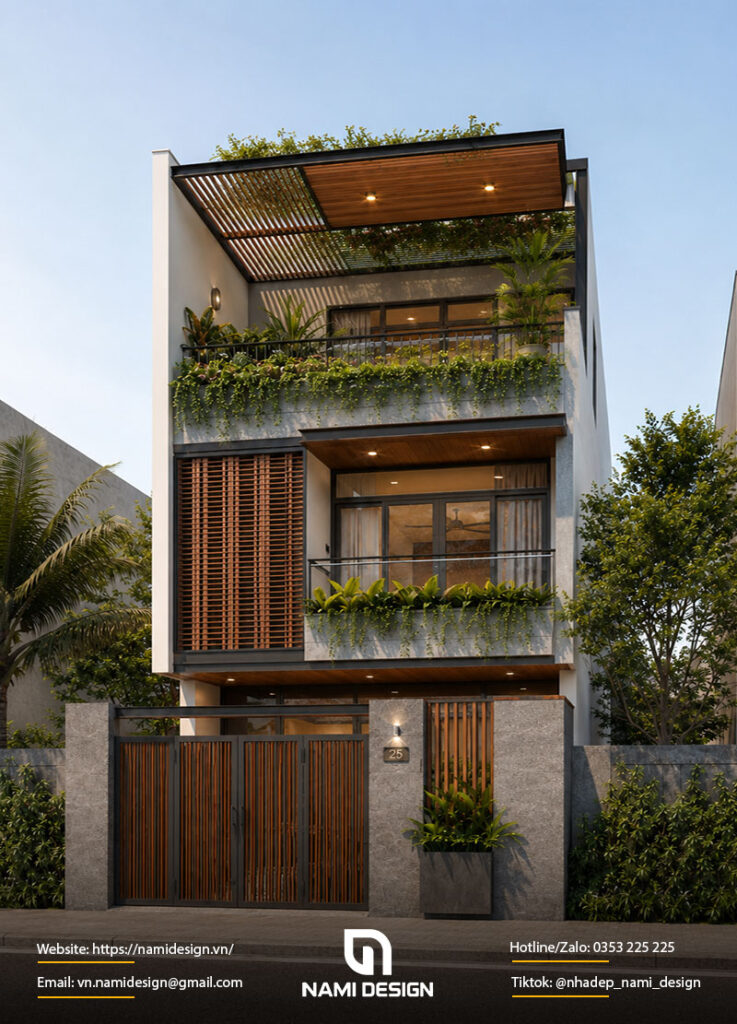 Mẫu nhà ống 3 tầng 5x20m Modern Tropical