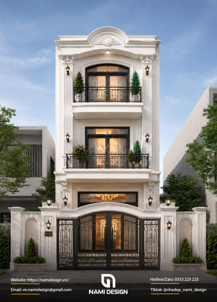 Mẫu nhà ống 3 tầng 5x20m tân cổ điển