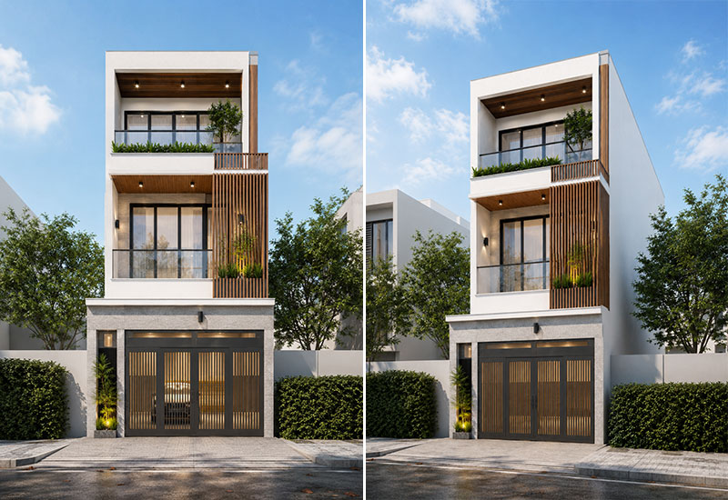 Mẫu nhà ống 6x15m có gara hiện đại