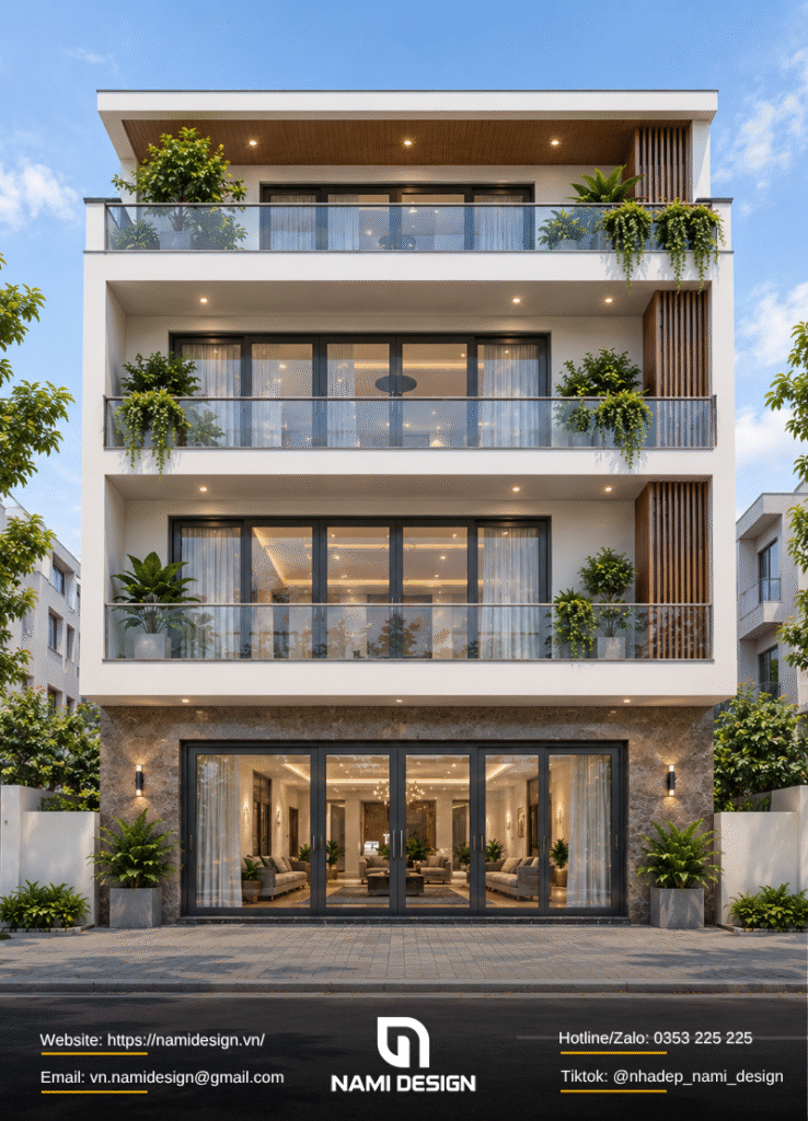 Mẫu nhà phố 8x5m 4 tầng