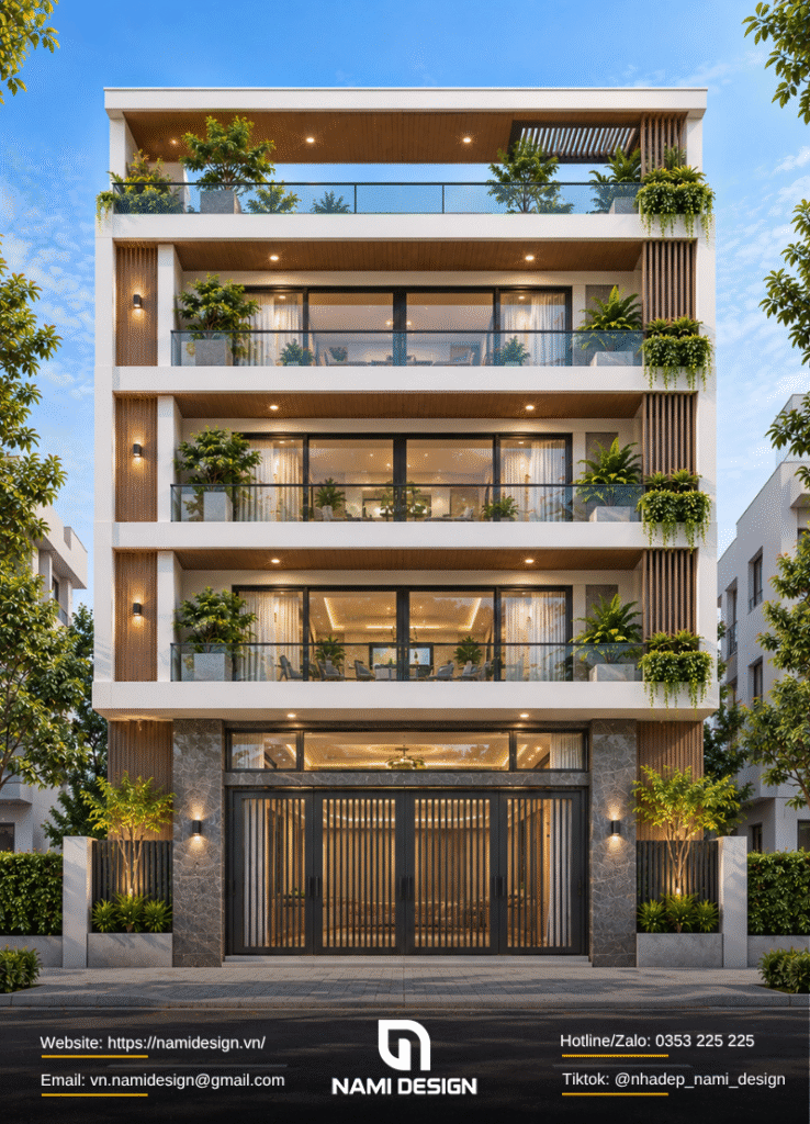Mẫu nhà phố 8x5m 5 tầng