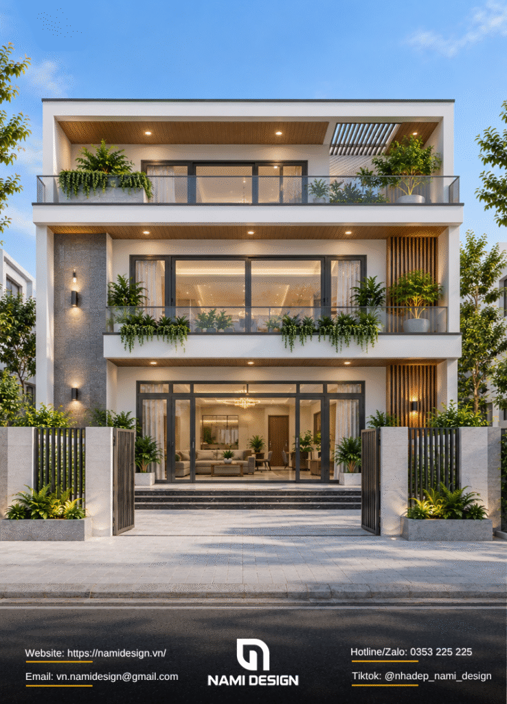 Mẫu nhà phố 8x5m mái bằng
