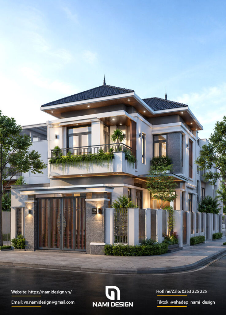 Mẫu nhà phố lô góc 2 tầng