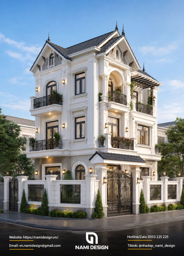 Mẫu nhà phố lô góc mái Thái
