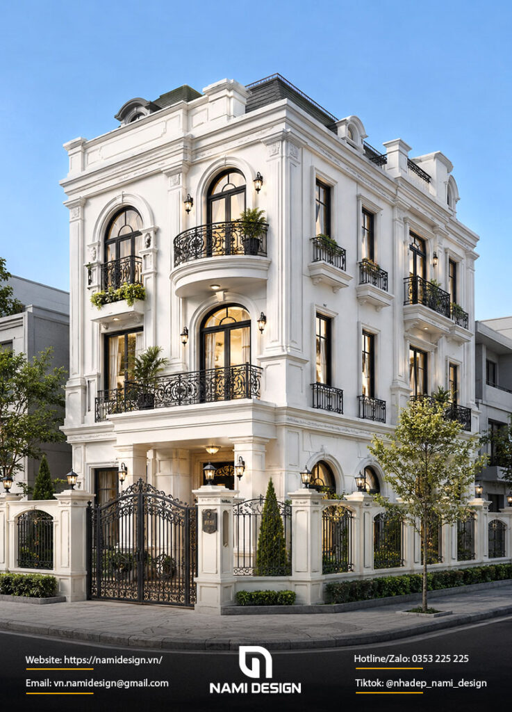 Mẫu nhà phố lô góc tân cổ điển