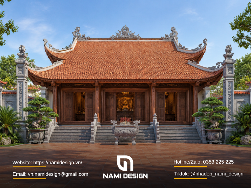 Mẫu nhà thờ họ 3 gian 4 mái