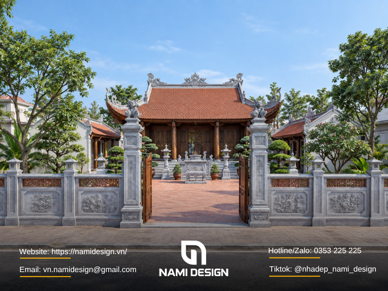 Mẫu nhà thờ họ có sân tế, cổng và tường rào