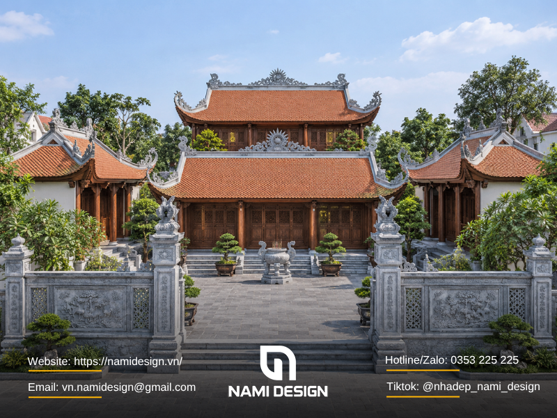 Mẫu nhà thờ họ kiểu chữ Quốc