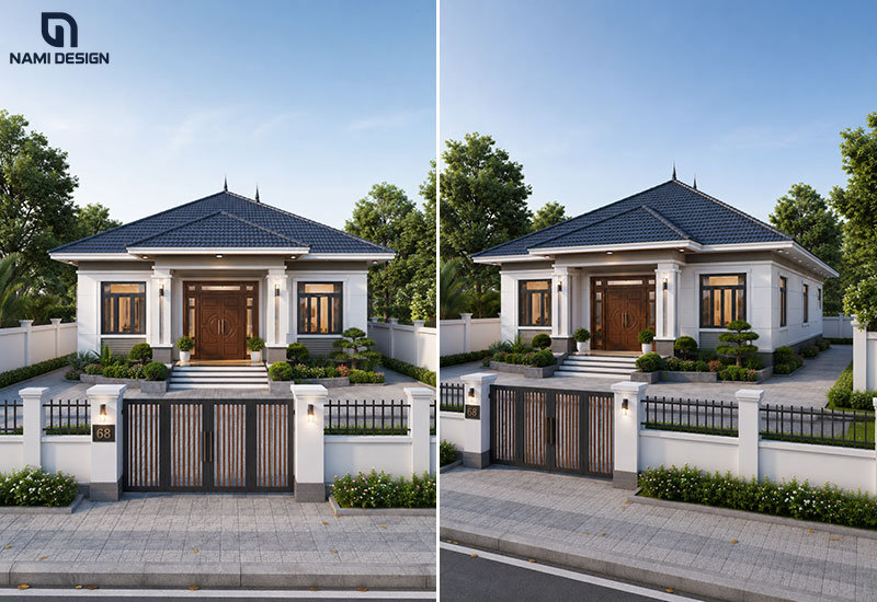Mẫu nhà vuông 10x10m 1 tầng