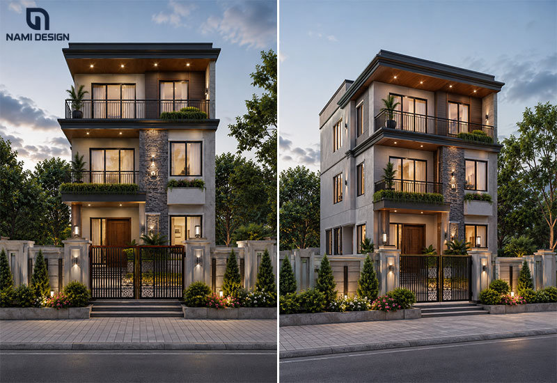 Mẫu nhà vuông 10x10m có sân vườn