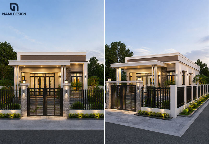 Mẫu nhà vuông 10x10m mái bằng