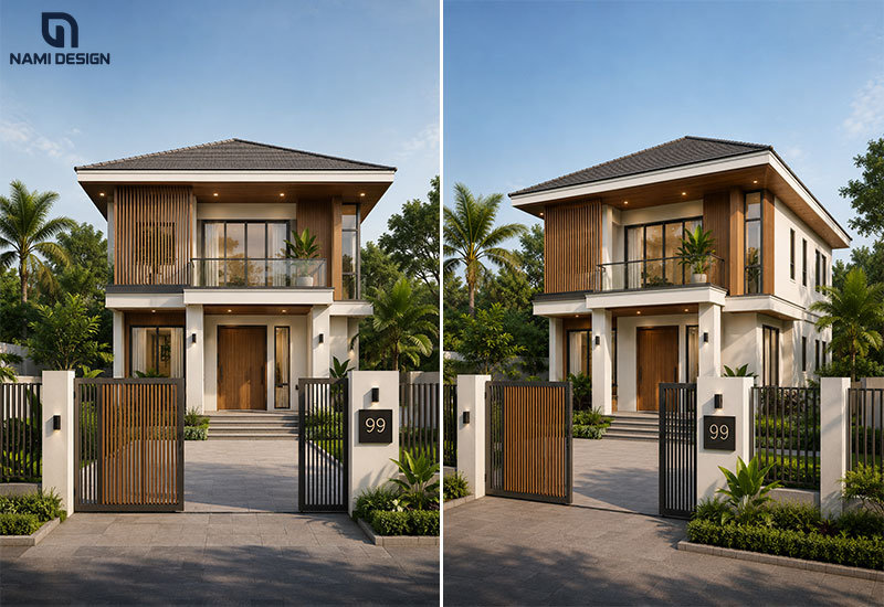 Mẫu nhà vuông 10x10m Modern Tropical