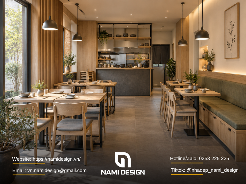 Mẫu quán ăn Hàn Quốc nhỏ, nội thất gọn và linh hoạt