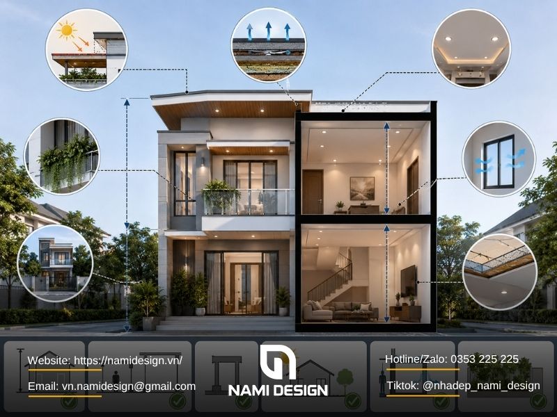 Một số lưu ý khi thiết kế chiều cao nhà 2 tầng