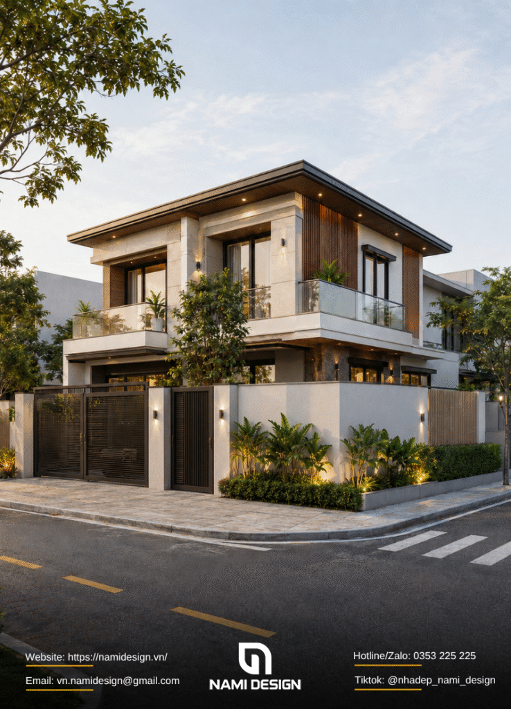 Nhà 2 tầng 2 mặt tiền có gara và lối đi bộ riêng