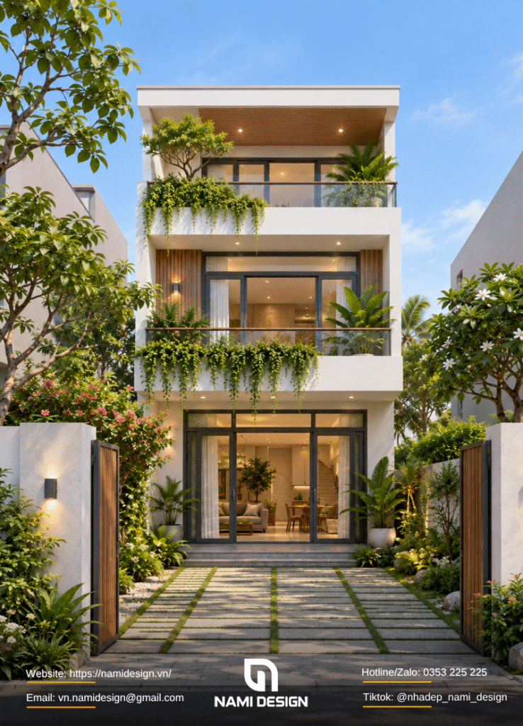 Nhà 2 tầng có gác lửng có sân vườn