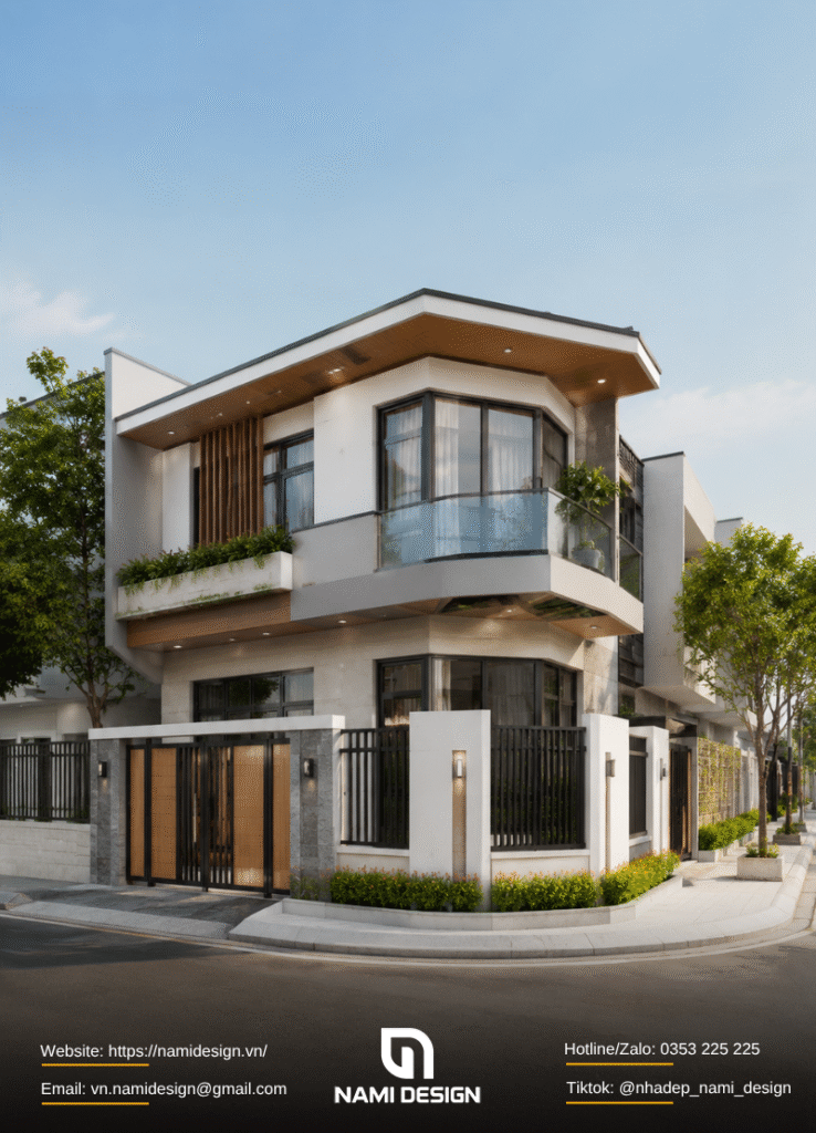 Nhà 2 tầng trên lô đất vát góc