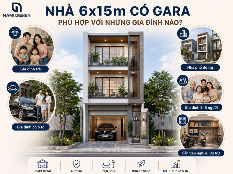 Nhà 6x15m có gara phù hợp với những gia đình nào