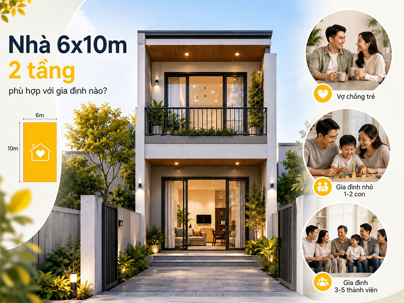 Nhà 6x20m 2 tầng phù hợp với gia đình nào