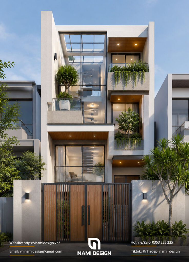 Nhà lệch tầng có giếng trời