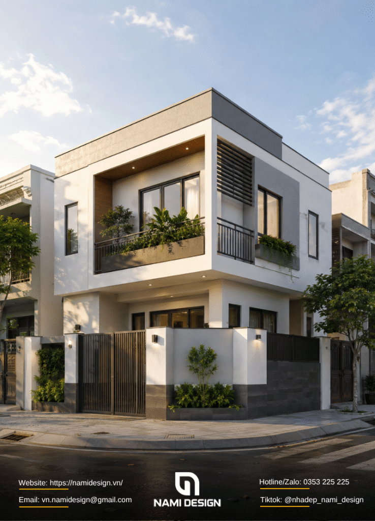 Nhà lô góc 2 tầng tối giản, dễ kiểm soát chi phí