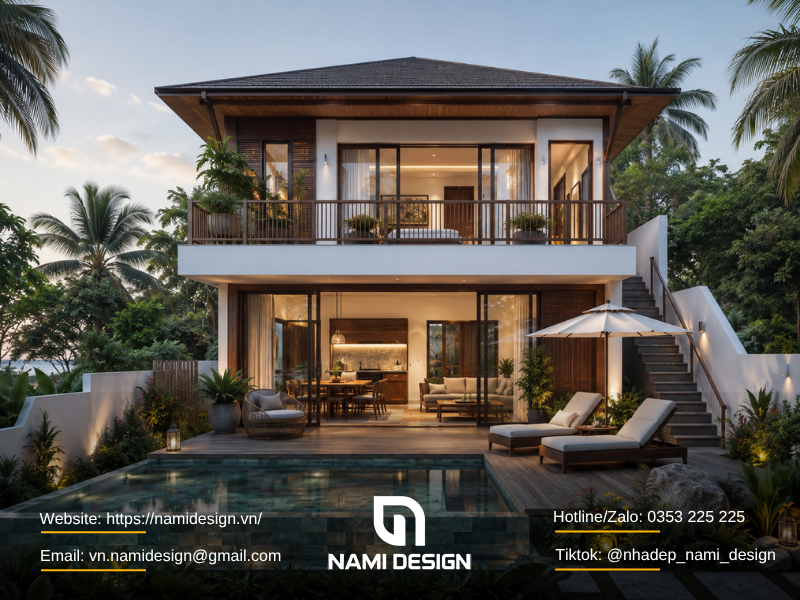 Nhà nghỉ dưỡng 2 tầng tối ưu diện tích xây dựng