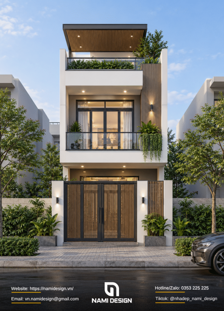 Nhà ống 2 tầng 1 tum hiện đại